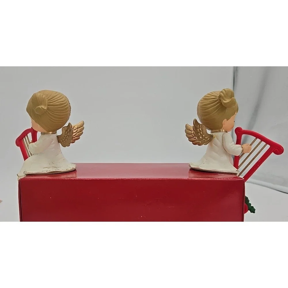 2 Russ Vtg Christmas Shelf Sitting‎ Stocking Hangers Angel Angels W/ Boxes